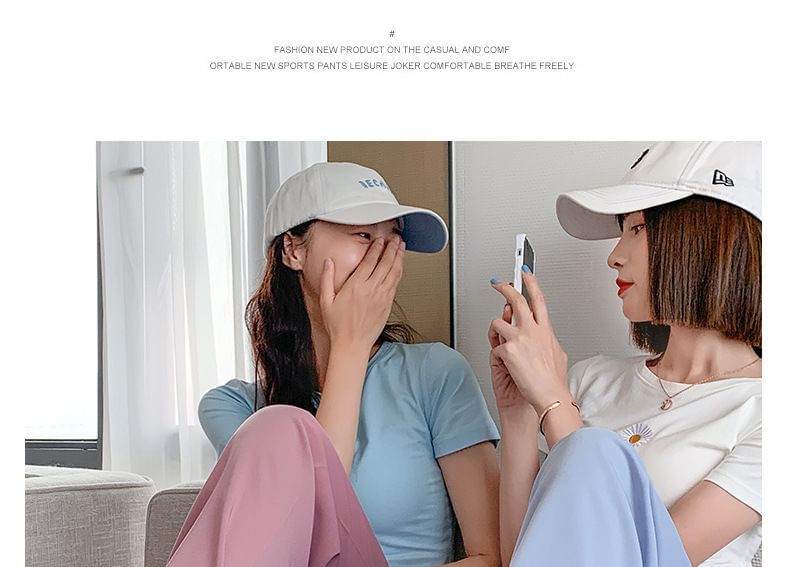 Pants Designs) Leg Plain Waist (Various Elastic Straight FashionChic