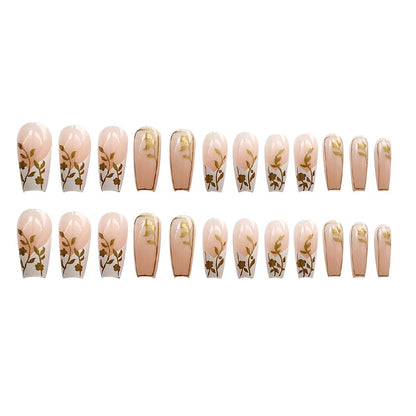 Floral Metallic Press On Nail SpreePicky