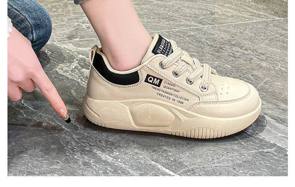 Platform Two Tone Lettering Print Lace-Up Sneakers SpreePicky