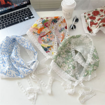 Print Lace Trim Headkerchief SpreePicky