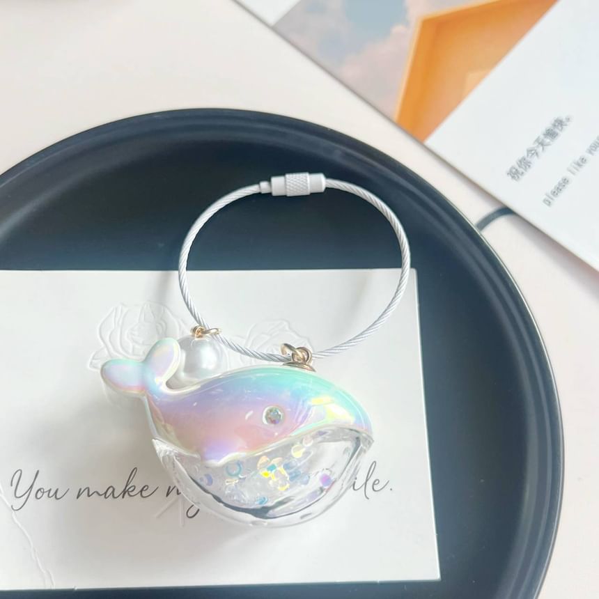 Whale Faux Pearl Bag Charm Keyring SpreePicky