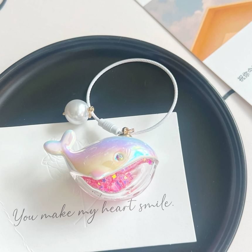 Whale Faux Pearl Bag Charm Keyring SpreePicky