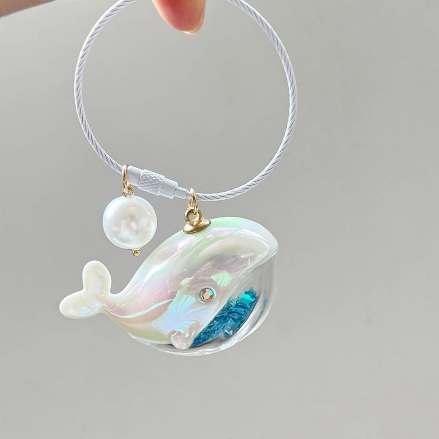 Whale Faux Pearl Bag Charm Keyring SpreePicky