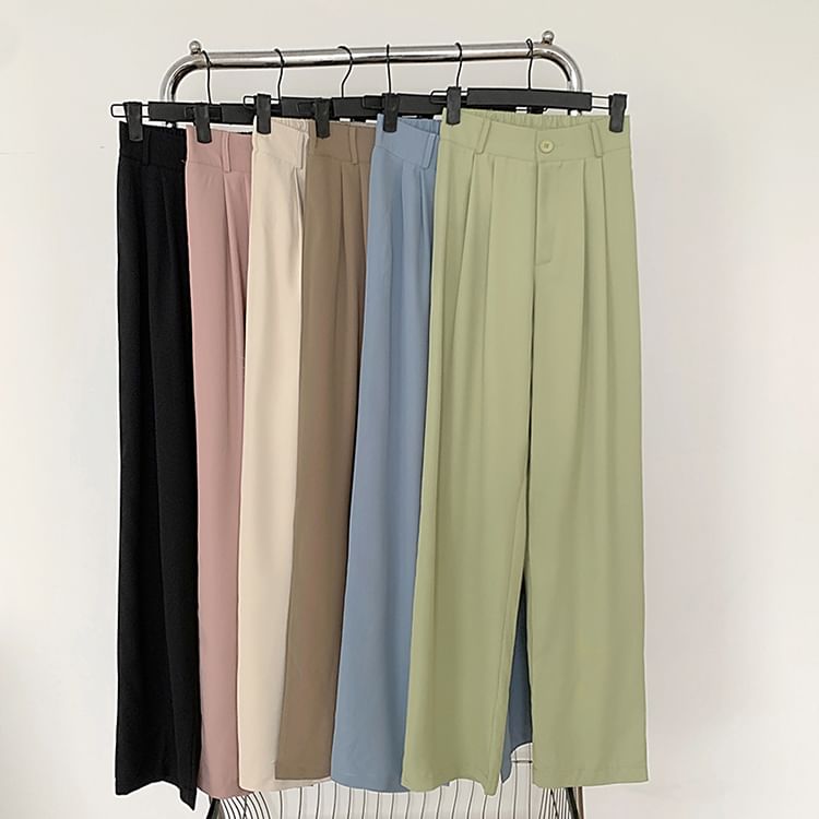 High Waist Plain Loose Fit Dress Pants SpreePicky