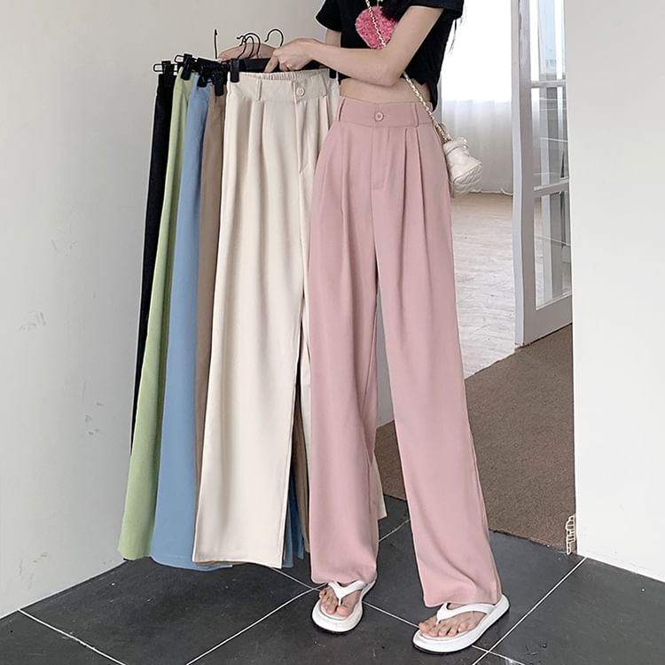 High Waist Plain Loose Fit Dress Pants SpreePicky