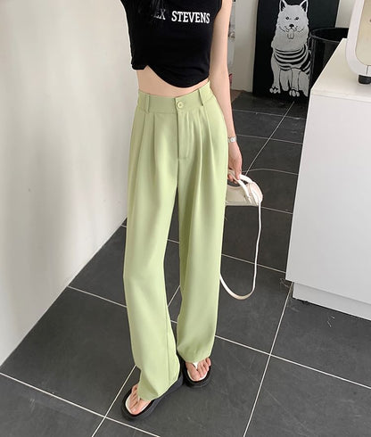 High Waist Plain Loose Fit Dress Pants SpreePicky