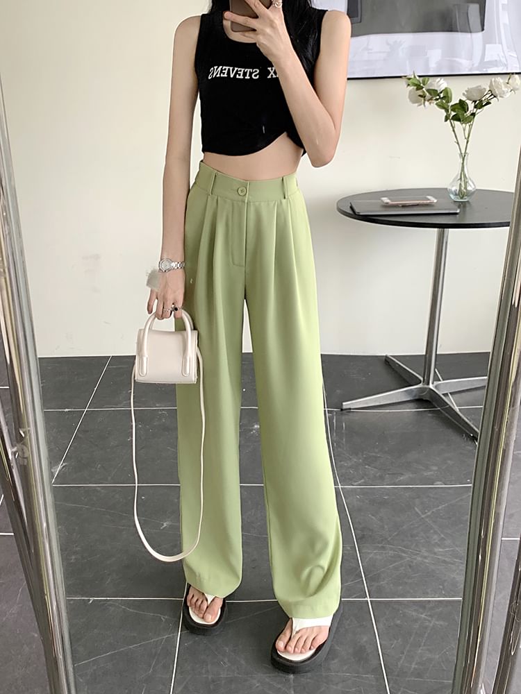 High Waist Plain Loose Fit Dress Pants SpreePicky