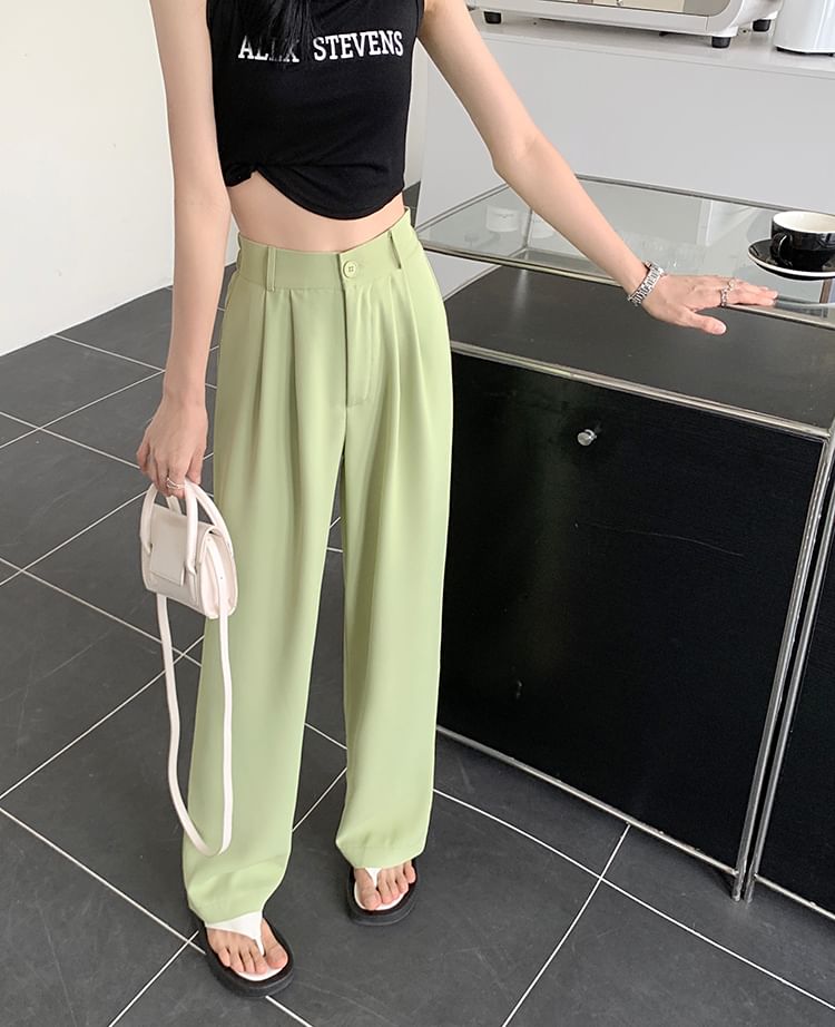 High Waist Plain Loose Fit Dress Pants SpreePicky