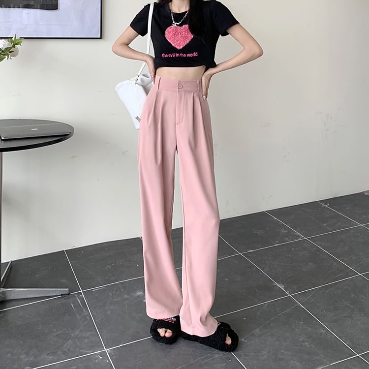 High Waist Plain Loose Fit Dress Pants SpreePicky