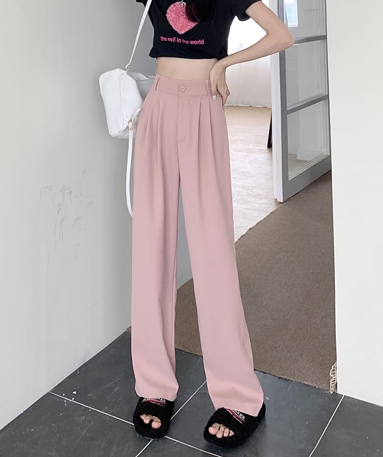 High Waist Plain Loose Fit Dress Pants SpreePicky