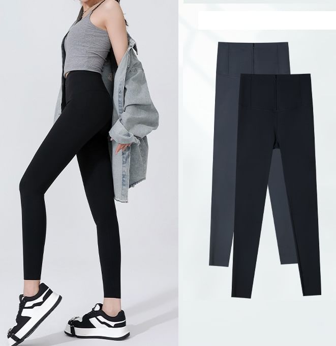 Plain High Rise Yoga Pants SpreePicky