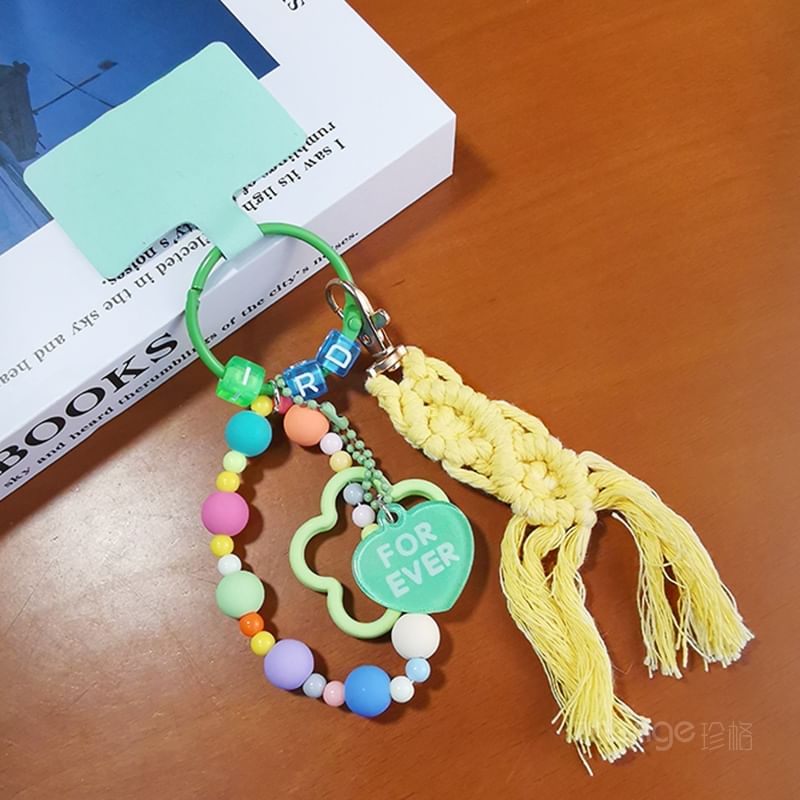 Floral Heart Tassel Phone Strap with Lanyard Pad SpreePicky