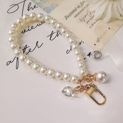 Faux Pearl Phone Strap with Lanyard Pad SpreePicky