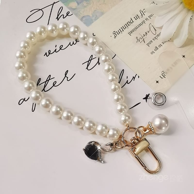 Faux Pearl Phone Strap with Lanyard Pad SpreePicky