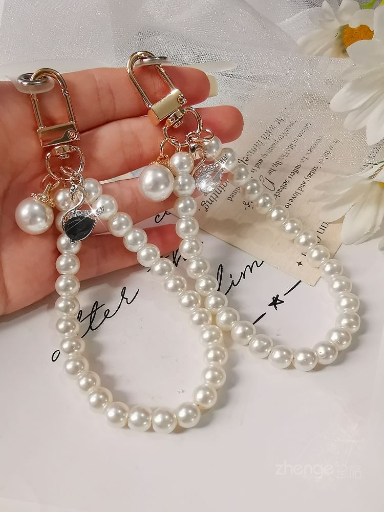 Faux Pearl Phone Strap with Lanyard Pad SpreePicky