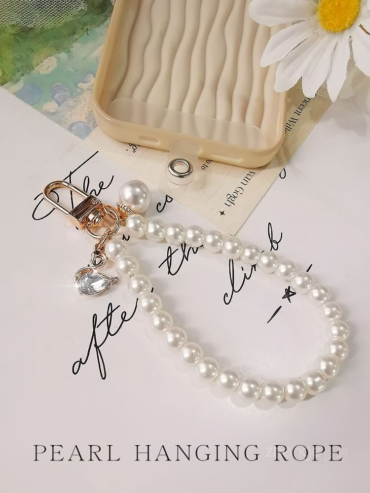 Faux Pearl Phone Strap with Lanyard Pad SpreePicky