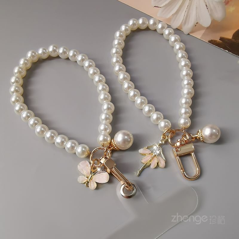 Faux Pearl Phone Strap with Lanyard Pad SpreePicky