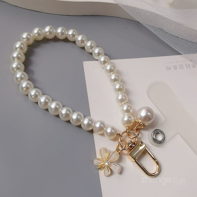 Faux Pearl Phone Strap with Lanyard Pad SpreePicky