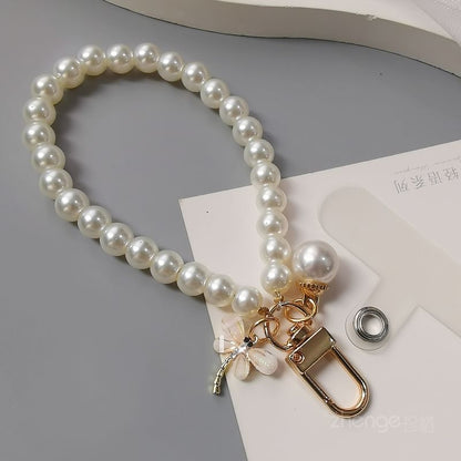 Faux Pearl Phone Strap with Lanyard Pad SpreePicky