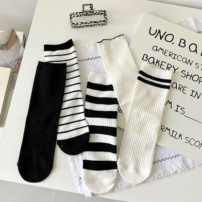 Striped Socks / Plain Socks / Contrast Trim Socks SpreePicky