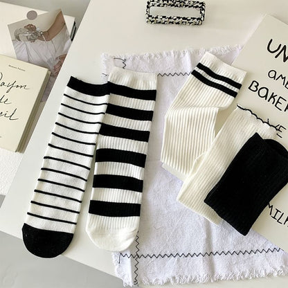 Striped Socks / Plain Socks / Contrast Trim Socks SpreePicky