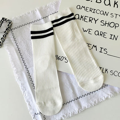 Striped Socks / Plain Socks / Contrast Trim Socks SpreePicky