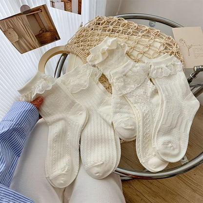 Plain Lace Trim Socks SpreePicky