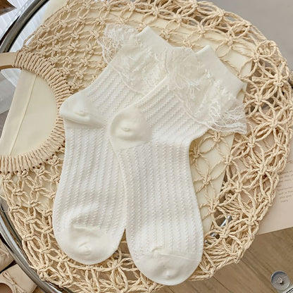 Plain Lace Trim Socks SpreePicky