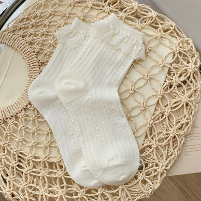 Plain Lace Trim Socks SpreePicky