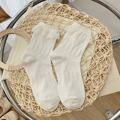 Plain Lace Trim Socks SpreePicky