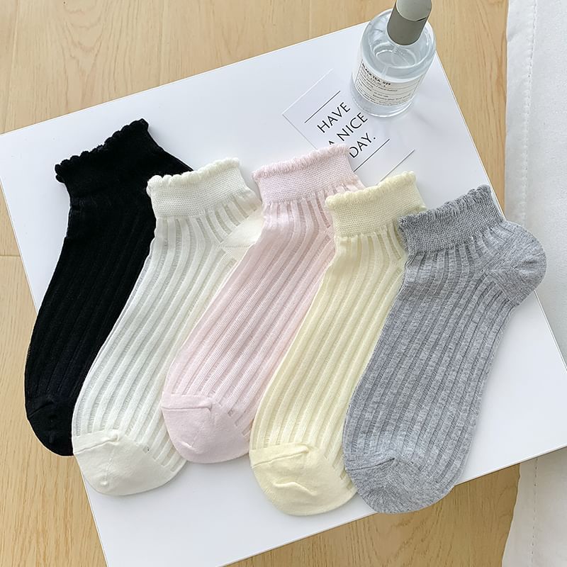 Plain Ribbed Sheer Ankle Socks SpreePicky