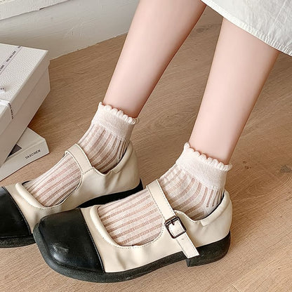 Plain Ribbed Sheer Ankle Socks SpreePicky