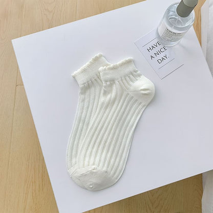 Plain Ribbed Sheer Ankle Socks SpreePicky