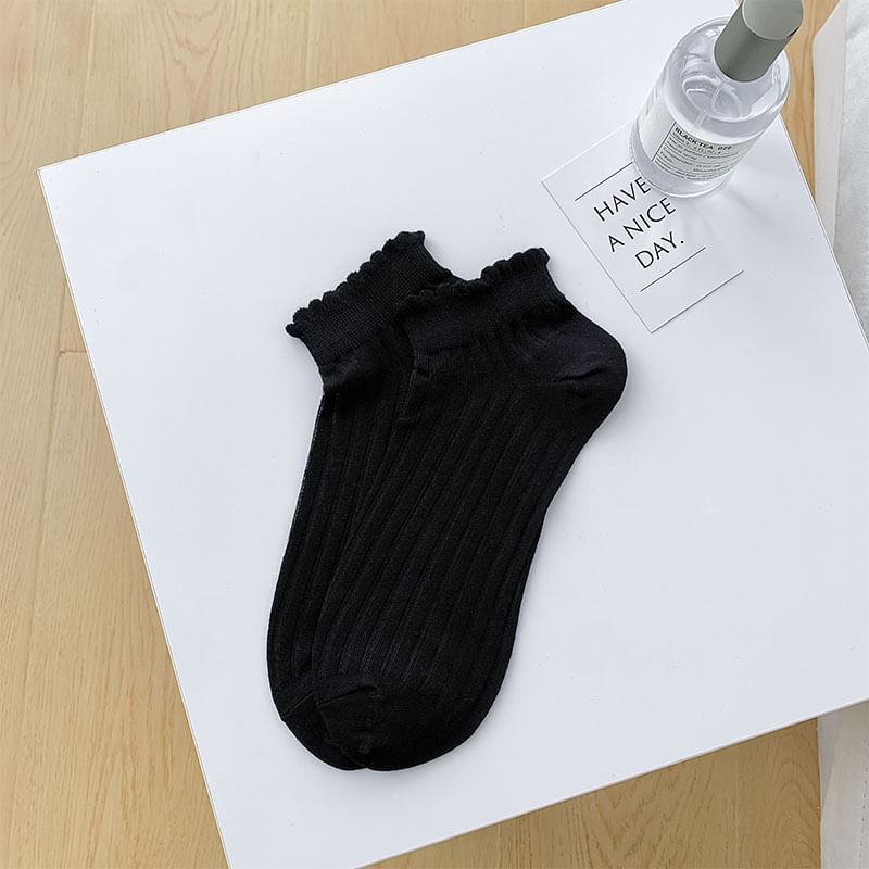 Plain Ribbed Sheer Ankle Socks SpreePicky