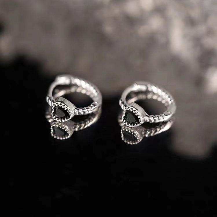 Heart Twisted Sterling Silver Huggie Earring SpreePicky