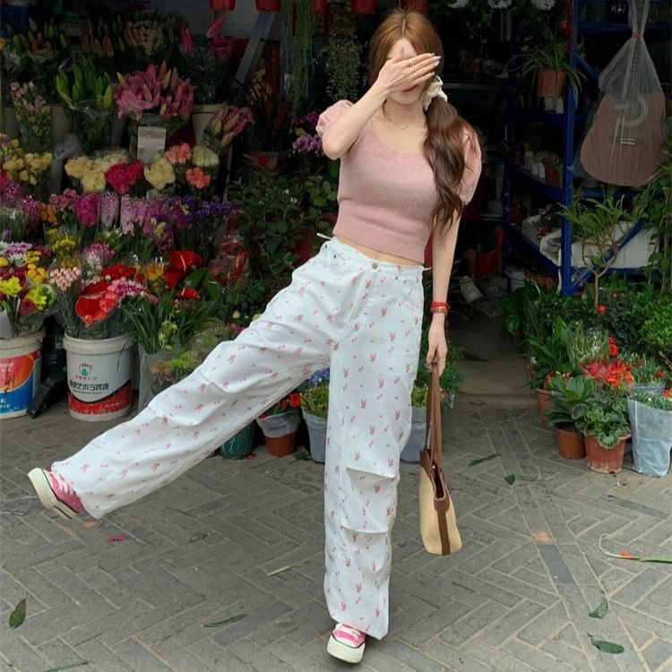 High Waist Floral Wide Leg Pants SpreePicky