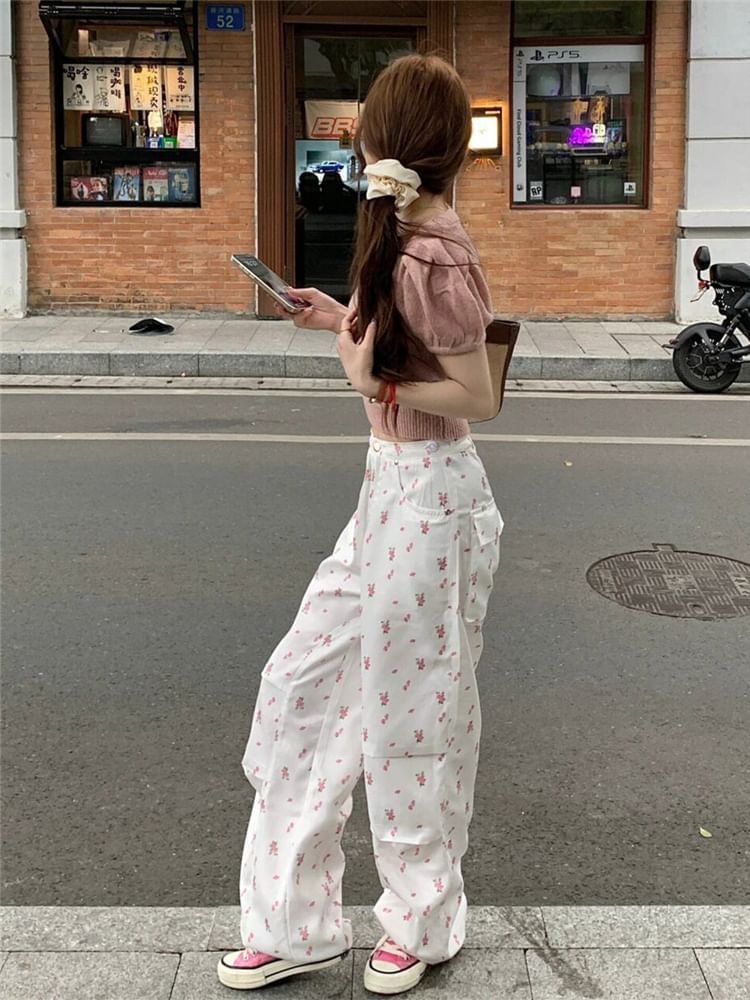 High Waist Floral Wide Leg Pants SpreePicky