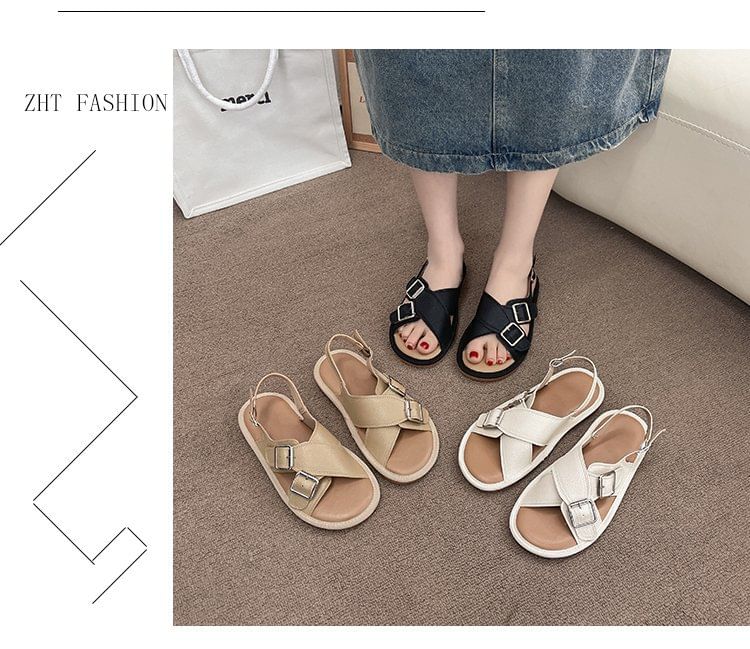 Cross Strap Buckled Sandals SpreePicky