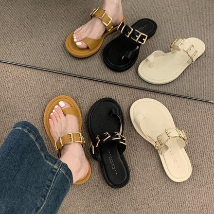 Buckled Toe Loop Sandals SpreePicky