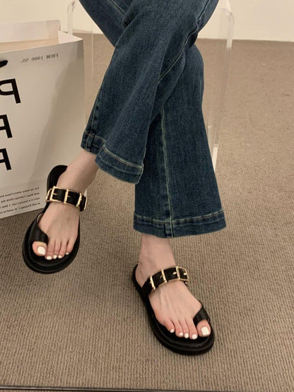 Buckled Toe Loop Sandals SpreePicky