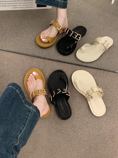 Buckled Toe Loop Sandals SpreePicky