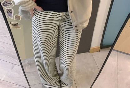 Mid Rise Striped Wide Leg Pants SpreePicky