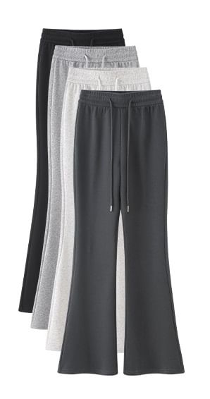 High Rise Plain Drawstring Flare Sweatpants SpreePicky