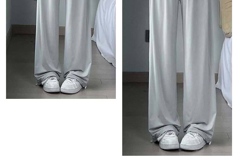 High Rise Plain Drawstring Gather Cuff Wide Leg Sweatpants SpreePicky