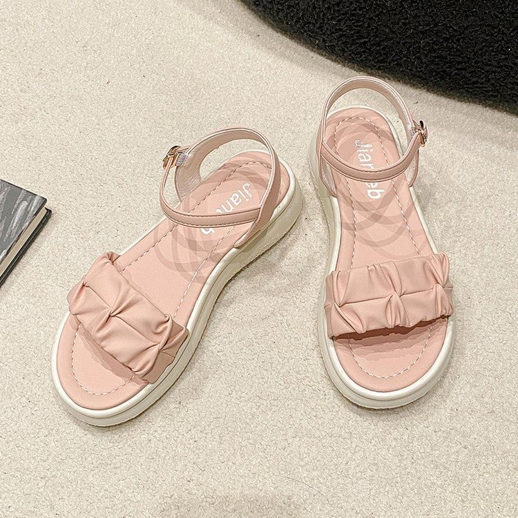 Ankle Strap Ruched Sandals SpreePicky