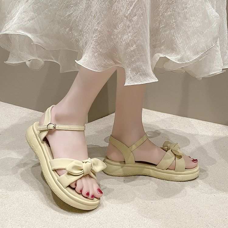 Ankle Strap Bow Sandals SpreePicky