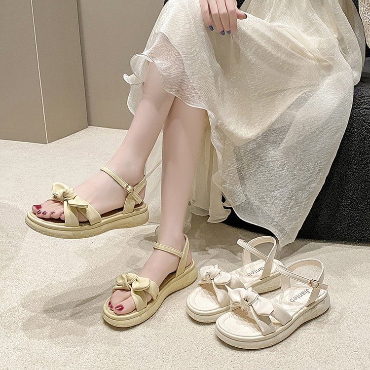 Ankle Strap Bow Sandals SpreePicky