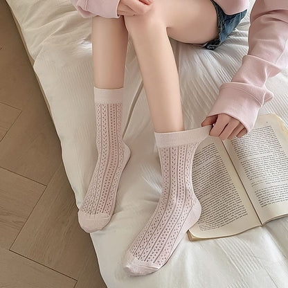 Plain Pointelle Knit Socks / Set SpreePicky