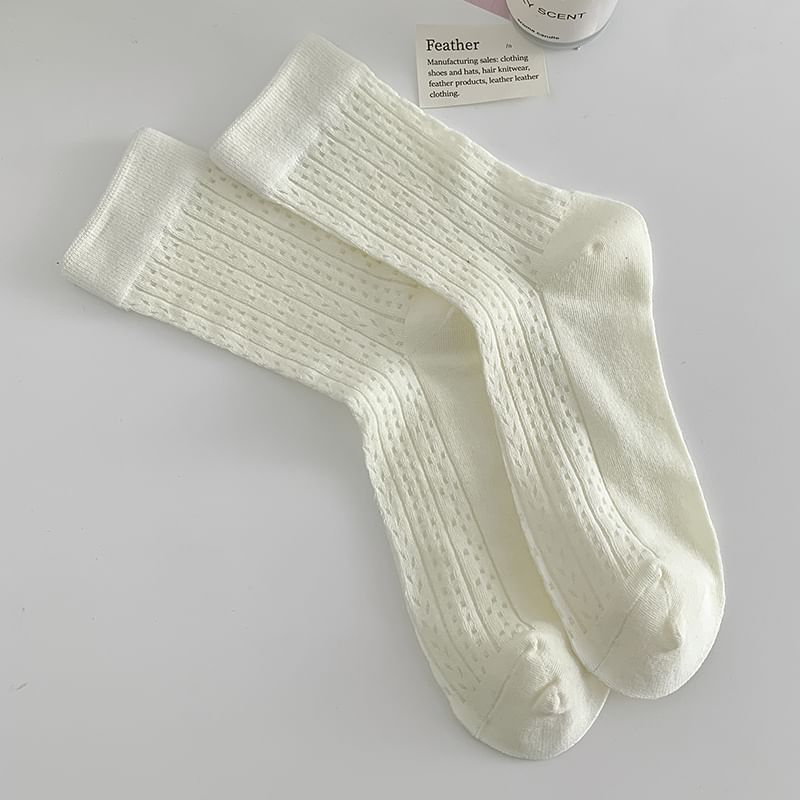 Plain Pointelle Knit Socks / Set SpreePicky