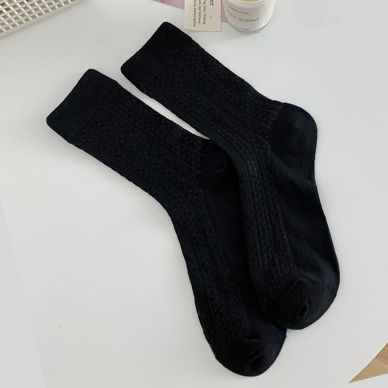 Plain Pointelle Knit Socks / Set SpreePicky